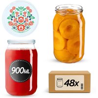 Słoiki na przetwory Simo 900ml 48szt fi 82 mm + wieczka "Folklor"