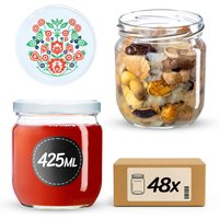 Słoiki na przetwory Salla 425ml 48szt fi 82 mm + wieczka "Folklor"