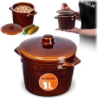 Garnek kamionkowy Athena 1L, 14cm z pokrywką