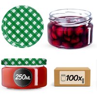 Słoiki na przetwory Denia 250ml 100szt fi 82 mm + wieczko "Zielona krata"
