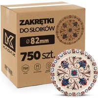 Metalowe wieczka do słoików Virbo 750szt fi 82 mm "Niebiesko-czerwone kwiaty"