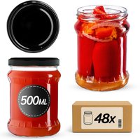 Słoiki na przetwory Kisko 500ml 48szt fi 82 mm + wieczka czarne