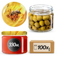 Słoiki na przetwory Sonka 330ml 100szt fi 82 mm + wieczka "Pszczoła"