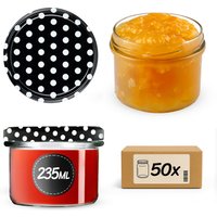 Słoiki na przetwory Tartu 235ml 50szt fi 82 mm + wieczka "Groszek czarny"
