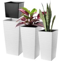 Donice na kwiaty z wkładem Tuluza dłuto 30 cm + 35 cm +40 cm, białe