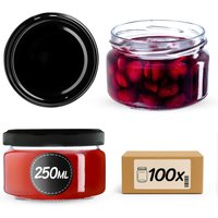 Słoiki na przetwory Denia 250ml 100szt fi 82 mm + wieczko czarne