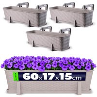 Skrzynka balkonowa z uchwytami Castro karmelowa 60 cm, 3 szt.