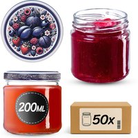 Słoiki na przetwory Lerma 200ml 50szt fi 66 mm + wieczka "Owocowy bukiet"