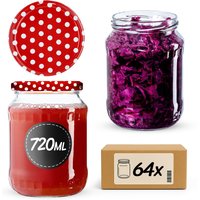 Słoiki na przetwory Jukka 720ml 64szt fi 82 mm + wieczka "Groszek czerwony"