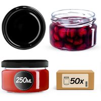 Słoiki na przetwory Denia 250ml 50szt fi 82 mm + wieczko czarne