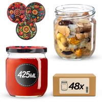 Słoiki na przetwory Salla 425ml fi 82 mm 48szt + wieczko Haftowanka