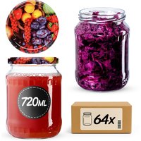 Słoiki na przetwory Jukka 720ml 64szt fi 82 mm + wieczka "Owoce"