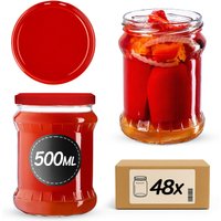 Słoiki na przetwory Kisko 500ml 48szt fi 82 mm + wieczka czerwone