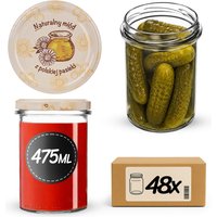 Słoiki na przetwory Befa 475ml 48szt fi 82 mm + wieczka "Miód z pasieki"