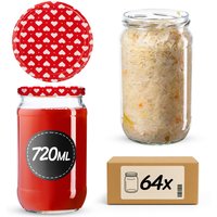 Słoiki na przetwory Niva 720ml 64szt fi 82 mm + wieczka "Serca"