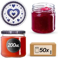 Słoiki na przetwory Lerma 200ml 50szt fi 66 mm + wieczka "Niebieskie serca"