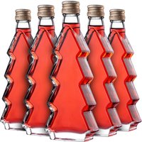 Szklana butelka choinka Enna 200ml ze złotą zakrętką 5 szt.