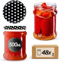Słoiki na przetwory Kisko 500ml 48szt fi 82 mm + wieczka "Groszek czarny"