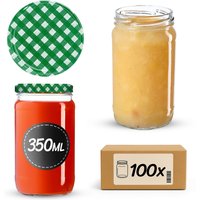Słoiki na przetwory Gera 350ml fi 66 mm 100szt + wieczka "Zielona krata"