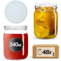 Szklane słoiki Senna 540ml 48szt fi 82 mm + wieczka białe