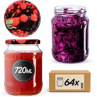 Słoiki na przetwory Jukka 720ml 64szt fi 82 mm + wieczka "Owoce leśne"