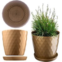 Doniczka na kwiaty z podstawką Amily 20 cm, złota