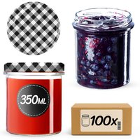 Słoiki na przetwory Avila 350ml 100szt fi 82 mm + wieczka "Czarna Krata"