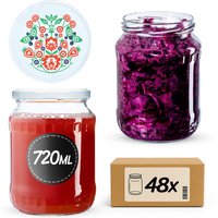 Słoiki na przetwory Jukka 720ml 48szt fi 82 mm + wieczka "Folklor"