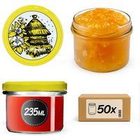 Słoiki na przetwory Tartu 235ml 50szt fi 82 mm + wieczka "Pszczoły"