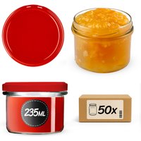 Słoiki na przetwory Tartu 235ml 50szt fi 82 mm + wieczka czerwone