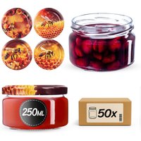Słoiki na przetwory Denia 250ml 50szt fi 82 mm + wieczko "Zestaw miodowy"