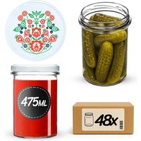 Słoiki na przetwory Befa 475ml 48szt fi 82 mm + wieczka "Folklor"