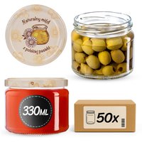 Słoiki na przetwory Sonka 330ml fi 82 mm 50szt + wieczko Miód z pasieki