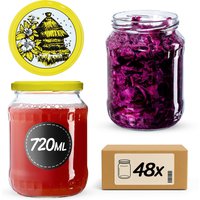 Słoiki na przetwory Jukka 720ml 48szt fi 82 mm + wieczka "Pszczoły"