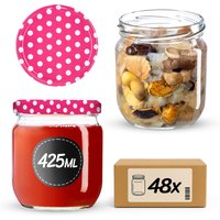 Słoiki na przetwory Salla 425ml 48szt fi 82 mm + wieczka "Groszek różowy"