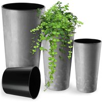 Donice na kwiaty Latina z wkładem szary beton 19cm+25cm+30cm
