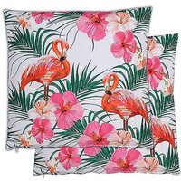 Gardenwize Pair of Flamingo Palm Print Scatter Cushions at Kaleidoscope Catalogue Gardenwize Pair of Flamingo Palm Print Scatter Cushions.