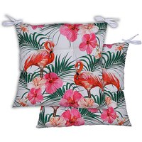 Gardenwize Pair of Flamingo Palm Print Seat Cushions at Kaleidoscope Catalogue Gardenwize Pair of Flamingo Palm Print Seat Cushions.