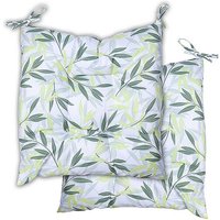 Gardenwize Pair of Green/Grey Leaf Print Seat Cushions at Kaleidoscope Catalogue Gardenwize Pair of Green/Grey Leaf Print Seat Cushions.