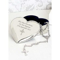 Personalised Rosary Beads & Cross Heart Trinket Box at Kaleidoscope Catalogue Personalised Rosary Beads & Cross Heart Trinket Box.