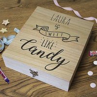 Personalised Wooden Retro Sweet Box 'Sweet Like Candy' at Kaleidoscope Catalogue Personalised Wooden Retro Sweet Box 'Sweet Like Candy'.