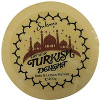 Sultan's Rose & Lemon Turkish Delight in Wooden Drum at Kaleidoscope Catalogue Sultan's Rose & Lemon Turkish Delight in Wooden Drum.