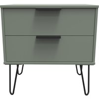 Hong Kong C Ready Assembled 2 Drawer Side Table - Reed Green