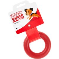 Solid Rubber Ring Dog Toy - Red / 9cm