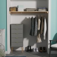 Linear Ready Assembled 5 Drawer Bedside Cabinet - Dusk Grey