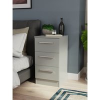 Contrast Ready Assembled 3 Drawer Bedside - Dusk Grey