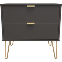 Hong Kong F Ready Assembled 2 Drawer Side Table - Graphite