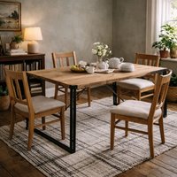 Toivakka Industrial Reclaimed Wood Dining Table with Iron Edging - Brown