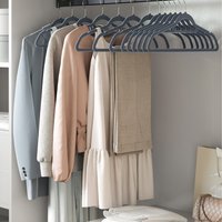 SONGMICS Velvet Hangers with Tie Bar, Non Slip, 360 Swivel Hooks - Grey / 1.4kg
