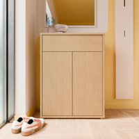 Alice Springs Shoe Cabinet with 2 Doors Push-Open & 1 Drawer Push-Open in Light Grey - Elegancia Oak